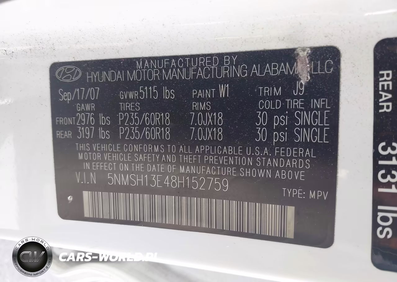 2008 Hyundai Santa Fe Limited-Se VIN:5NMSH13E48H152759 - 9
