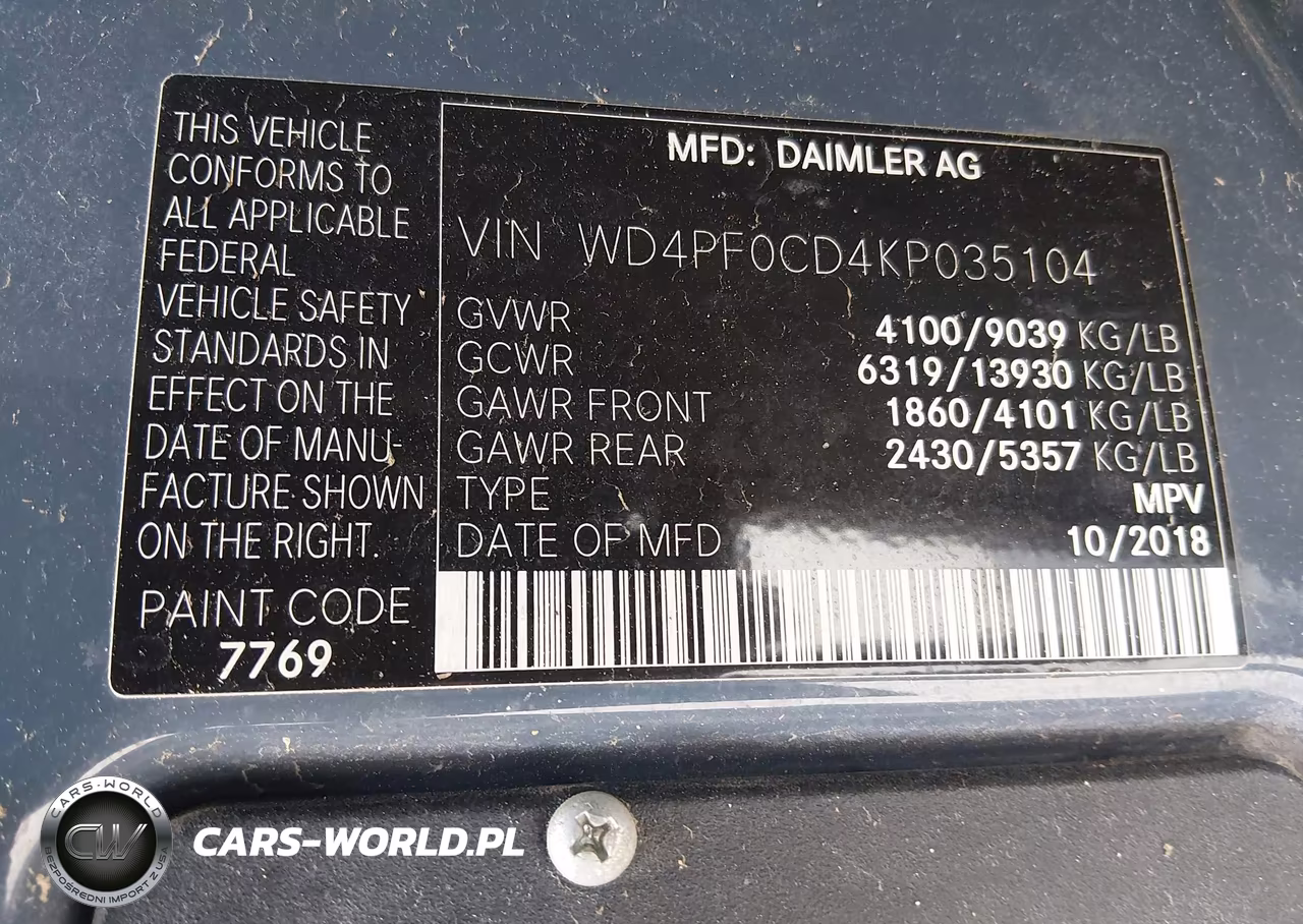 2019 Mercedes-Benz Sprinter 2500 Standard Roof V6 VIN:WD4PF0CD4KP035104 - 9