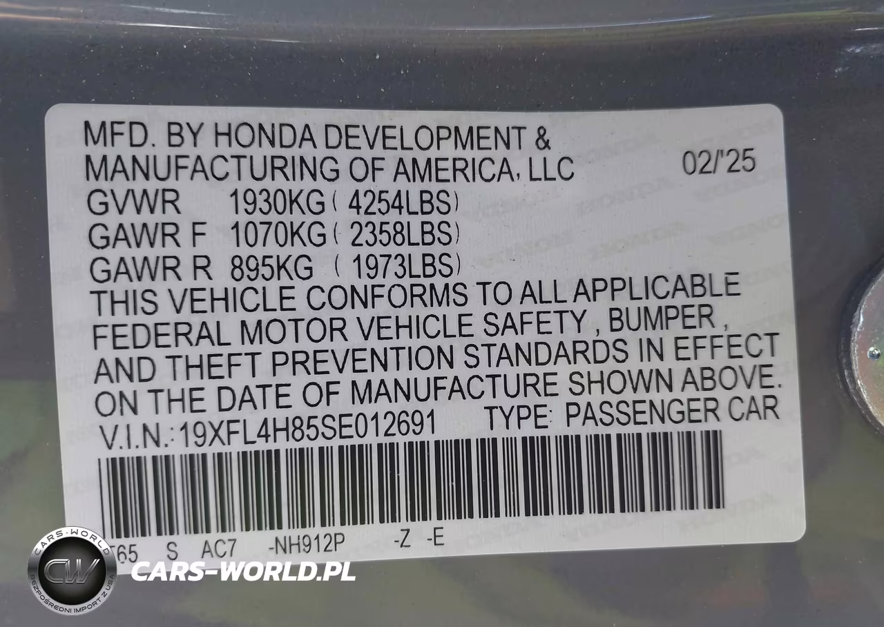 2025 Honda Civic Hybrid Sport VIN:19XFL4H85SE012691 - 9