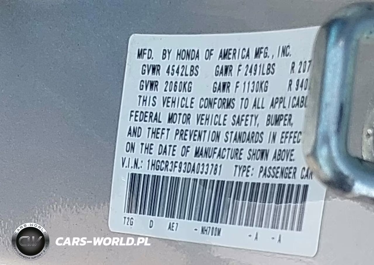 2013 Honda Accord Touring VIN:1HGCR3F93DA033781 - 9