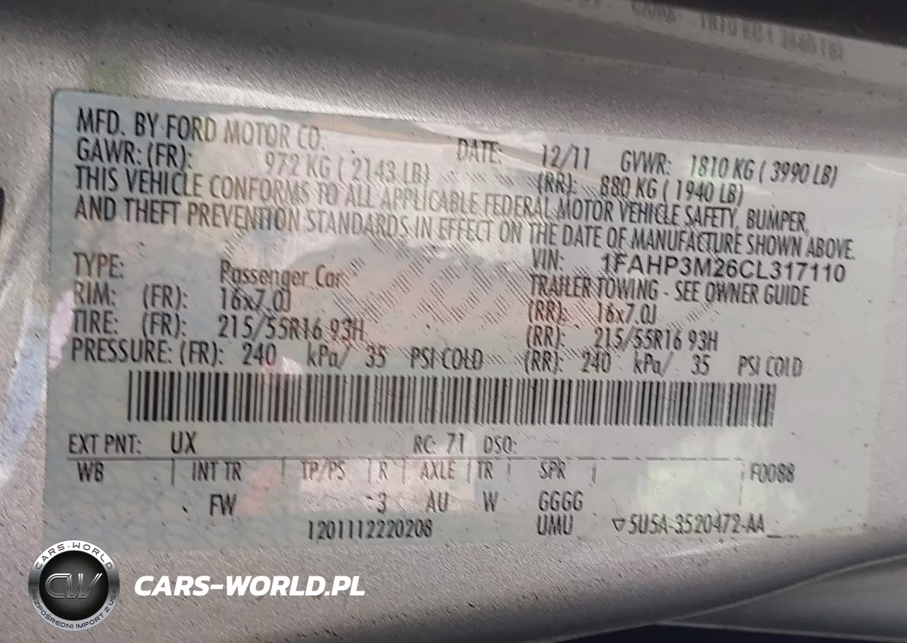 2012 Ford Focus Sel VIN:1FAHP3M26CL317110 - 9
