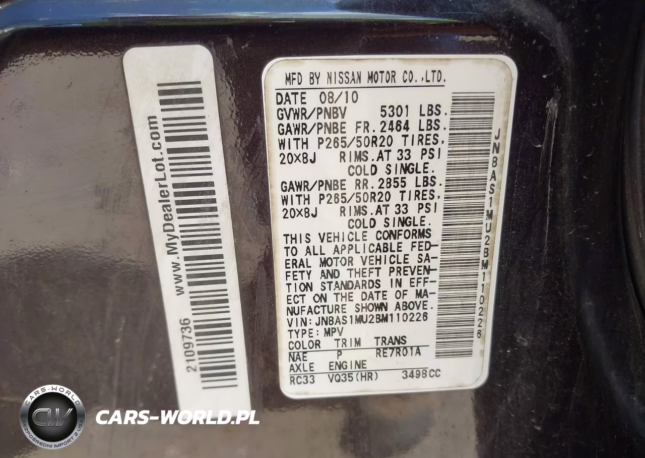 2011 Infiniti Fx35 VIN:JN8AS1MU2BM110226 - 9