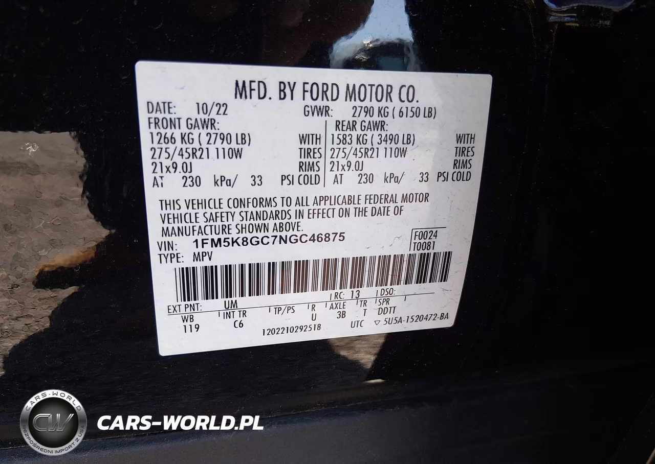 2022 Ford Explorer St VIN:1FM5K8GC7NGC46875 - 9
