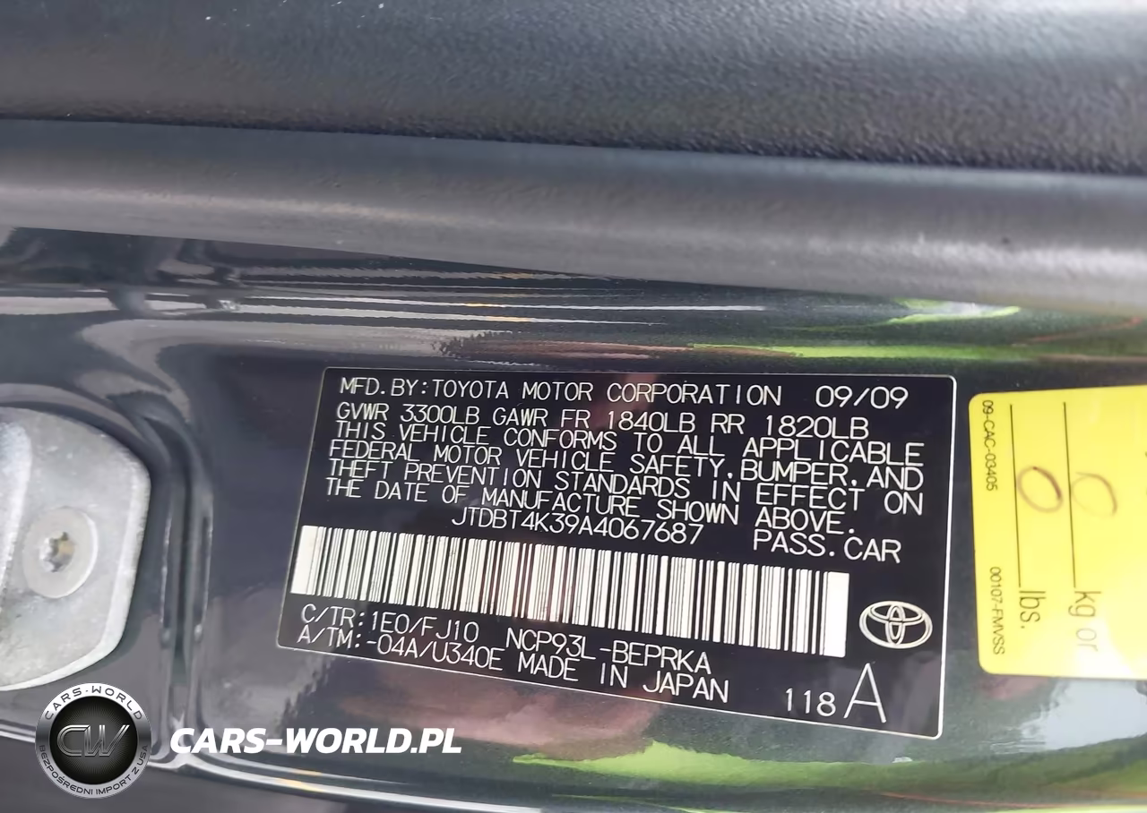 2010 Toyota Yaris VIN:JTDBT4K39A4067687 - 9
