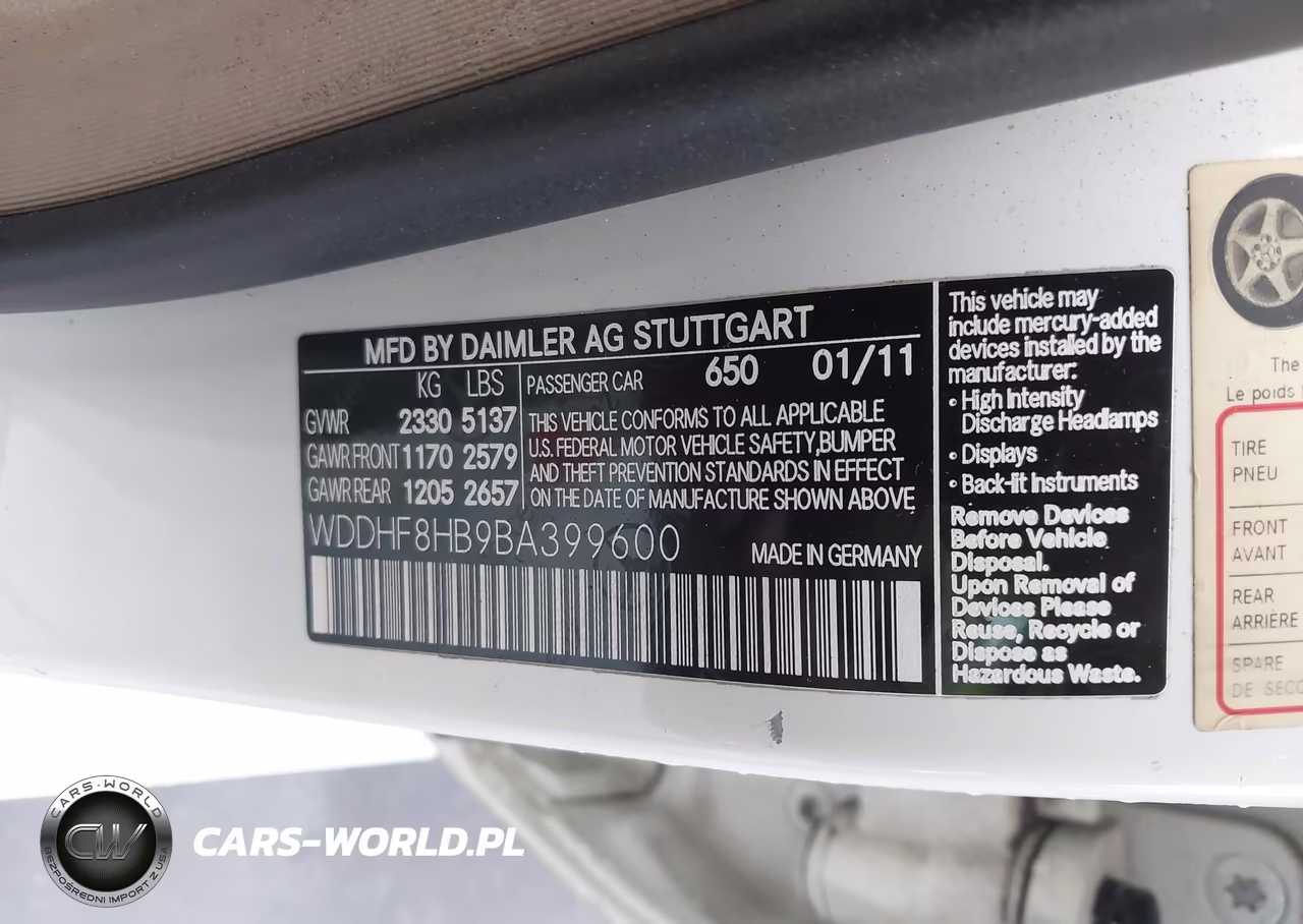 2011 Mercedes-Benz E 350 4Matic VIN:WDDHF8HB9BA399600 - 9