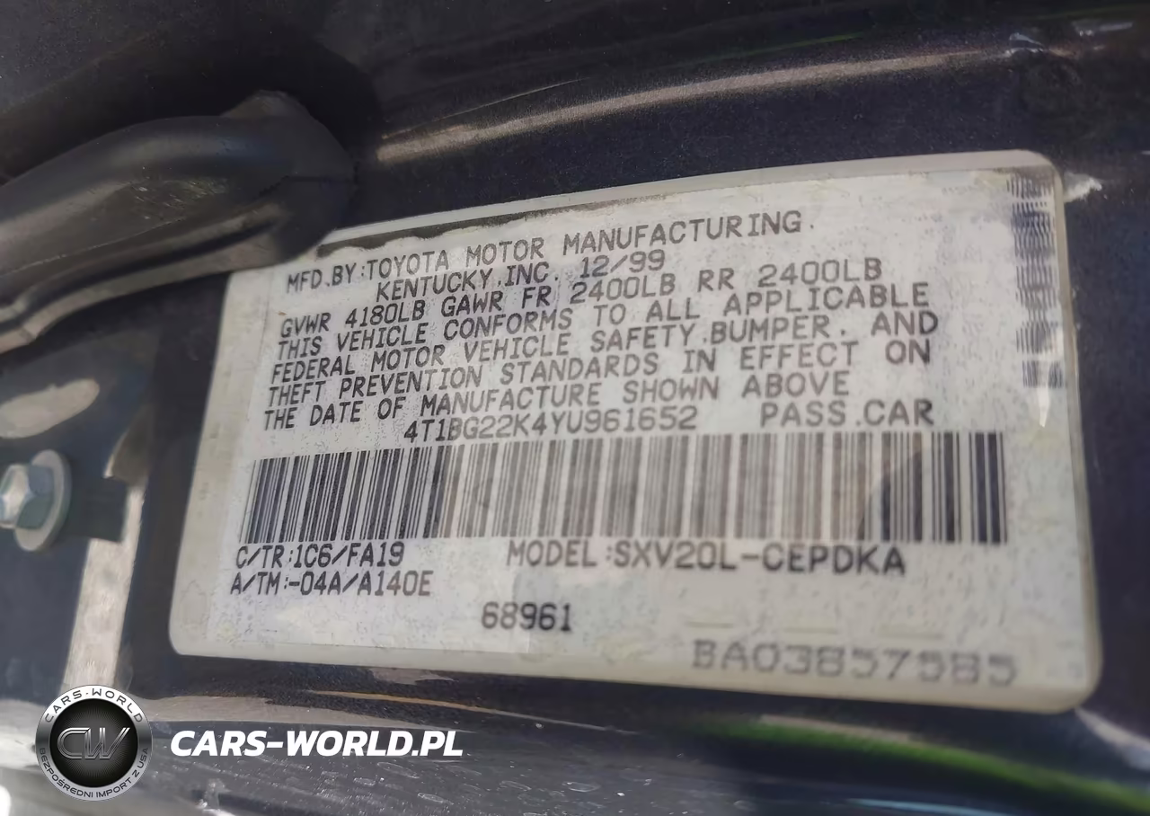 2000 Toyota Camry Ce VIN:4T1BG22K4YU961652 - 9
