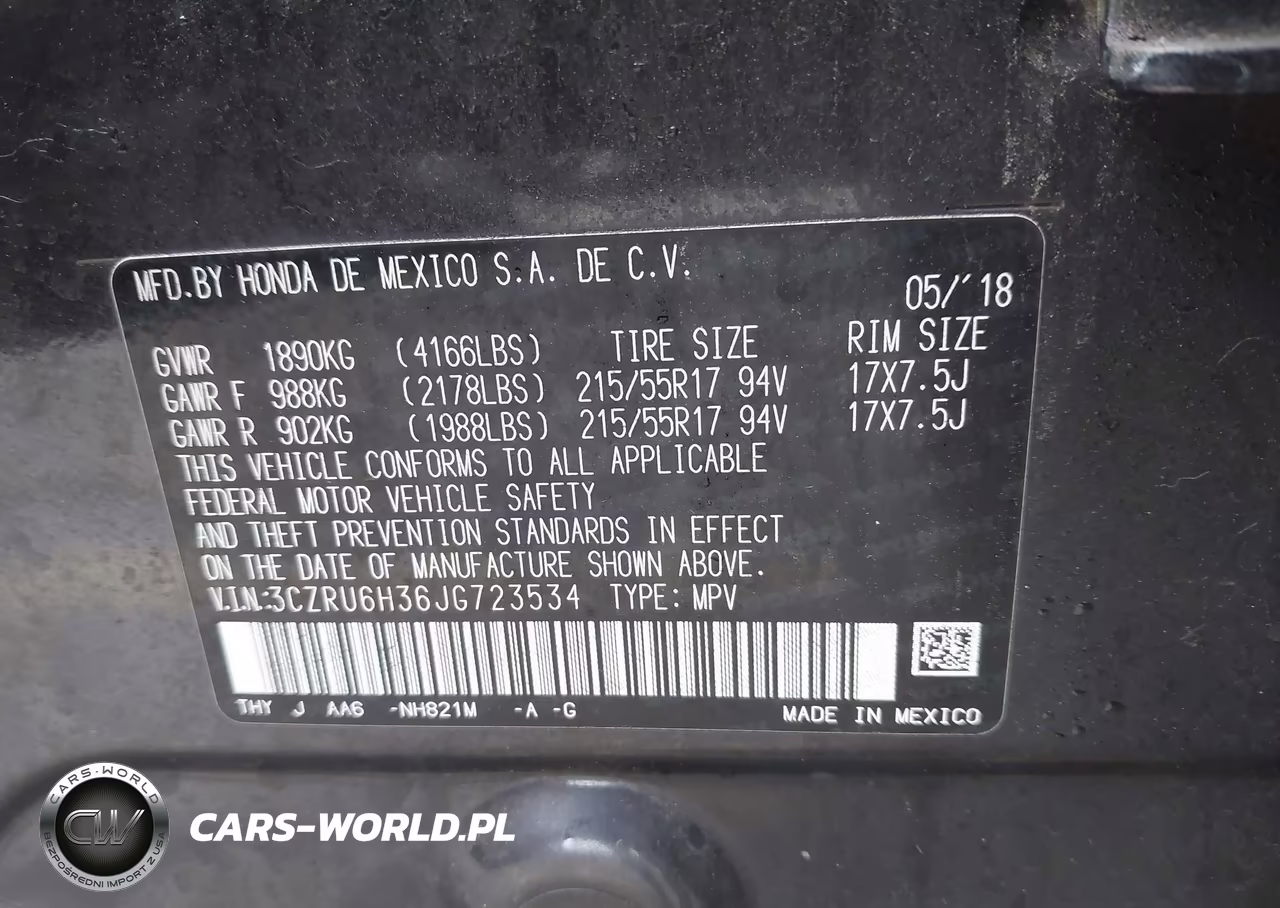 2018 Honda Hr-V Lx VIN:3CZRU6H36JG723534 - 9