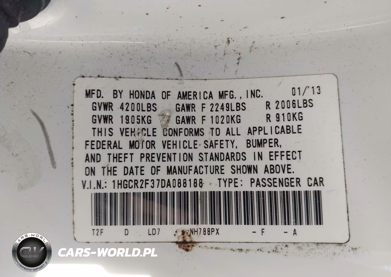 2013 Honda Accord Lx VIN:1HGCR2F37DA088188 - 9