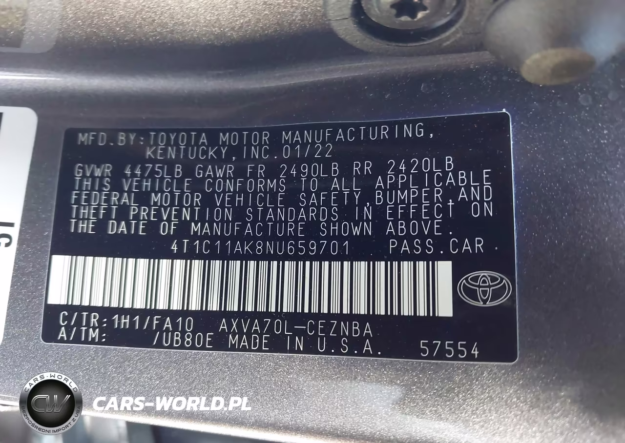 2022 Toyota Camry Le VIN:4T1C11AK8NU659701 - 9