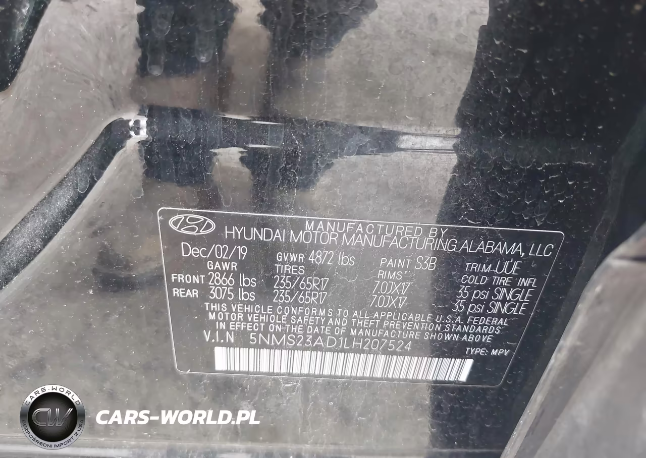 2020 Hyundai Santa Fe Se VIN:5NMS23AD1LH207524 - 9