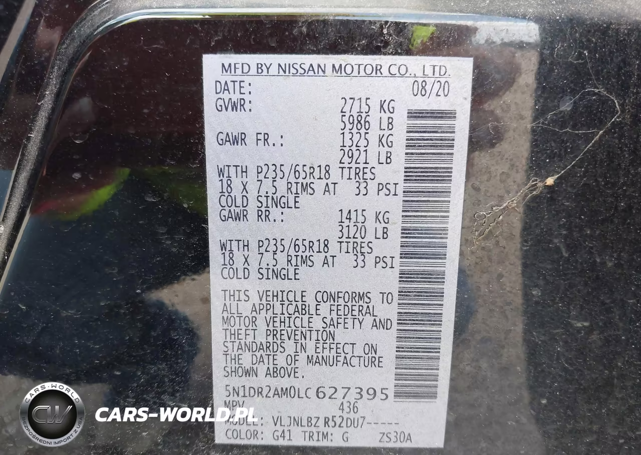 2020 Nissan Pathfinder S 4Wd VIN:5N1DR2AM0LC627395 - 9