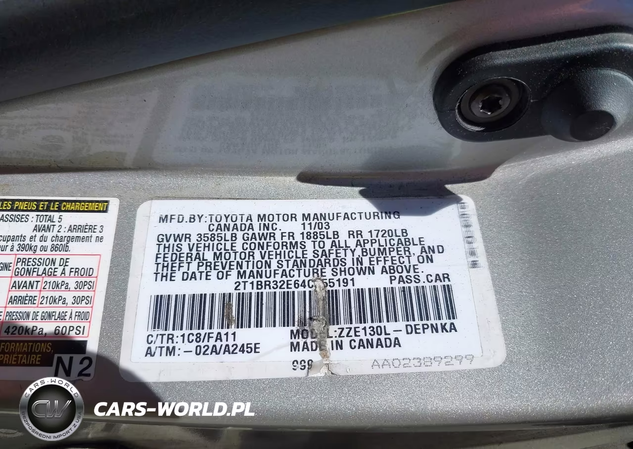 2004 Toyota Corolla Le VIN:2T1BR32E64C255191 - 9