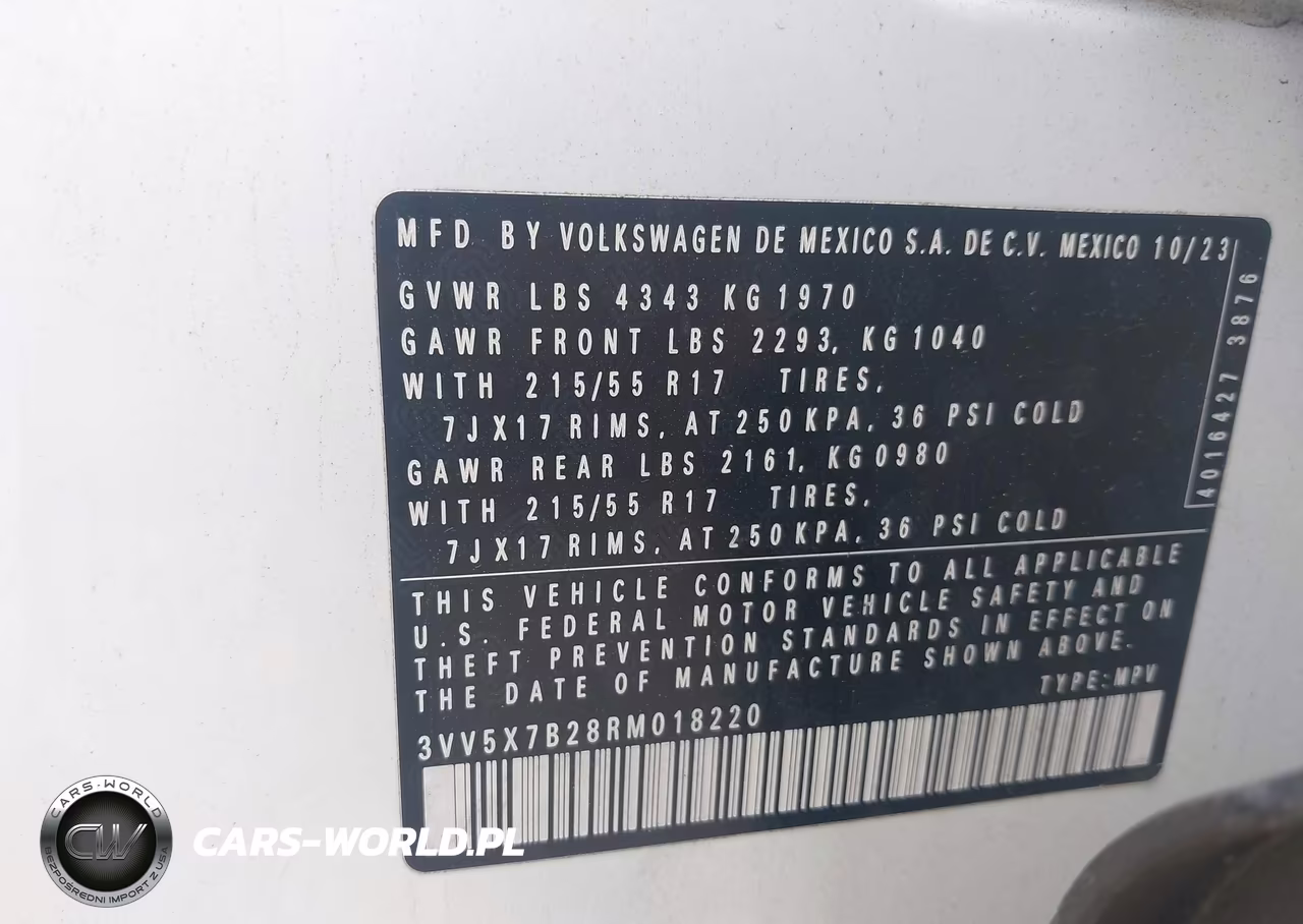 2024 Volkswagen Taos 1.5T S VIN:3VV5X7B28RM018220 - 9