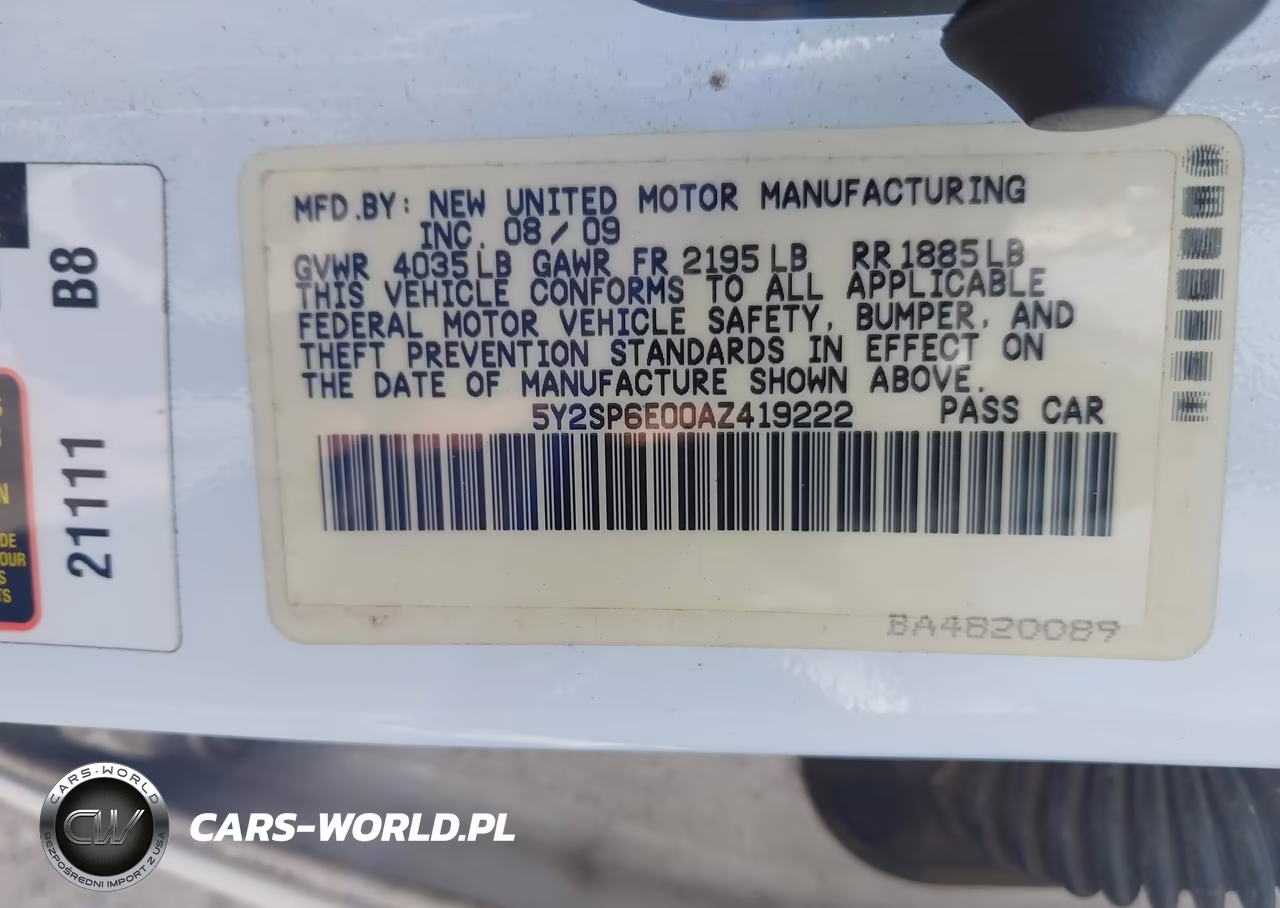 2010 Pontiac Vibe VIN:5Y2SP6E00AZ419222 - 9