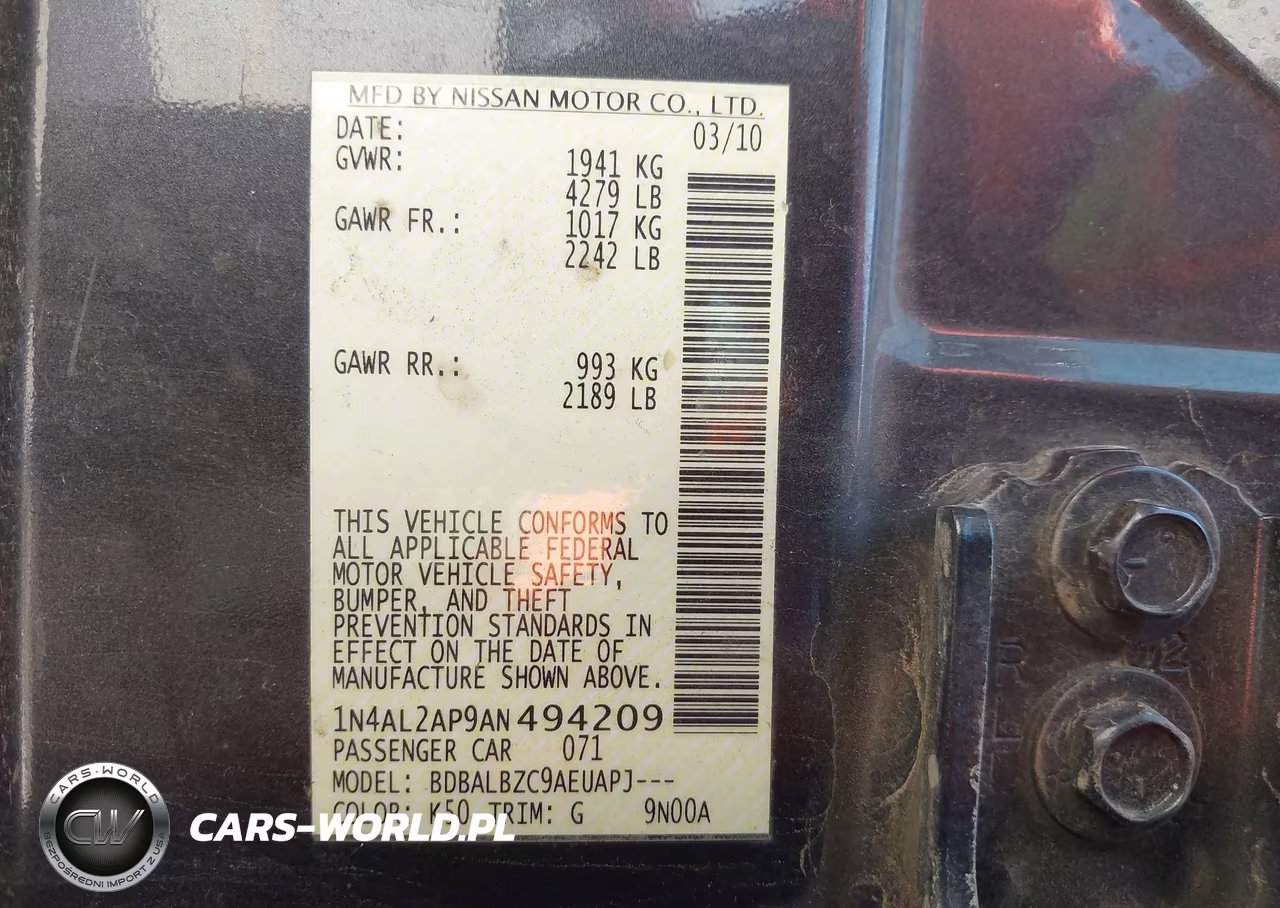 2010 Nissan Altima 2.5 S VIN:1N4AL2AP9AN494209 - 9