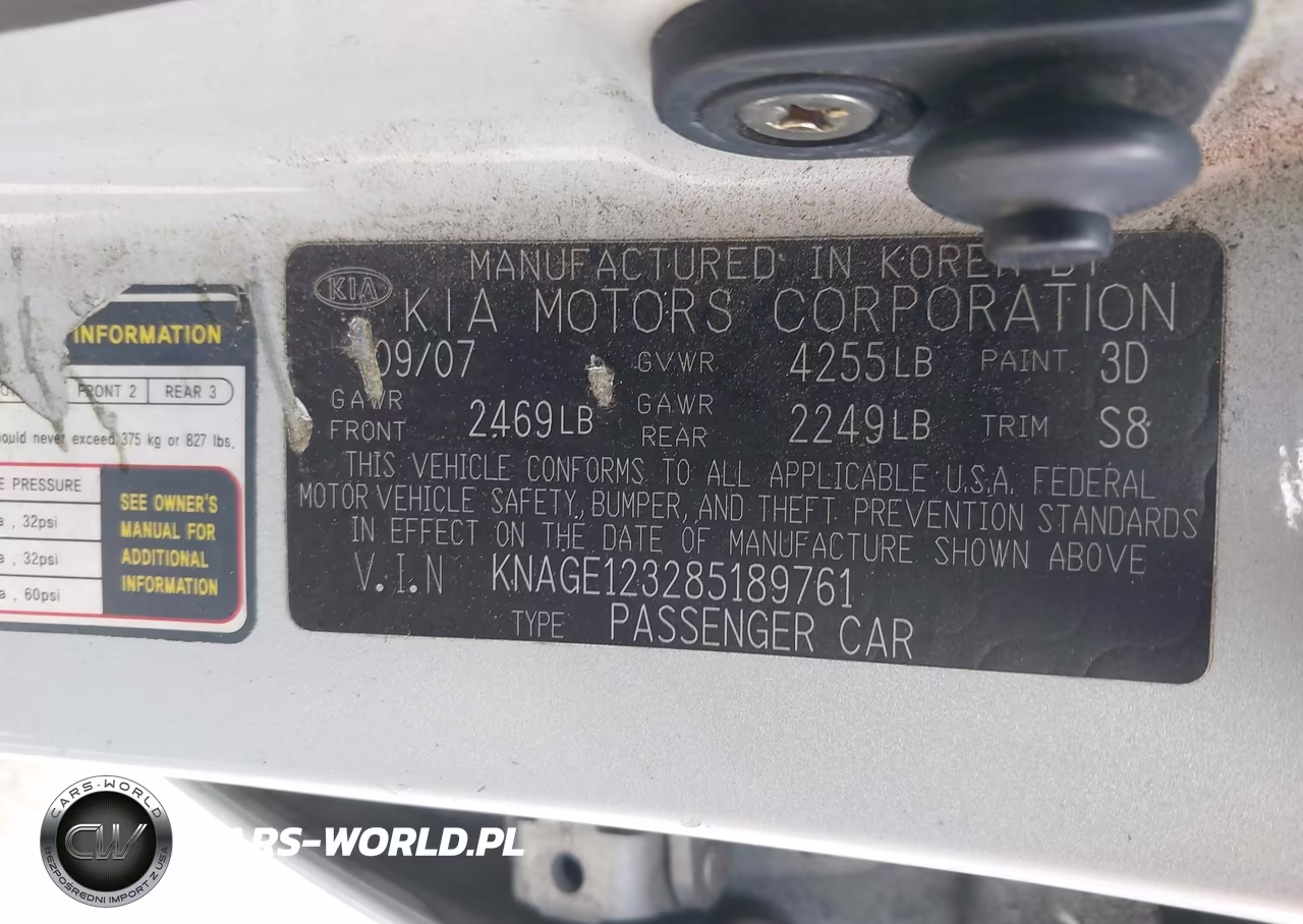 2008 Kia Optima Lx VIN:KNAGE123285189761 - 9