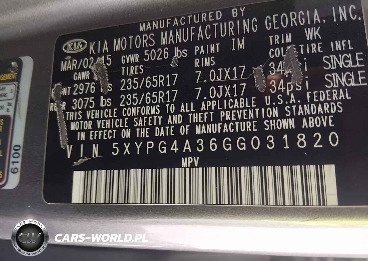 2016 Kia Sorento 2.4L Lx VIN:5XYPG4A36GG031820 - 9