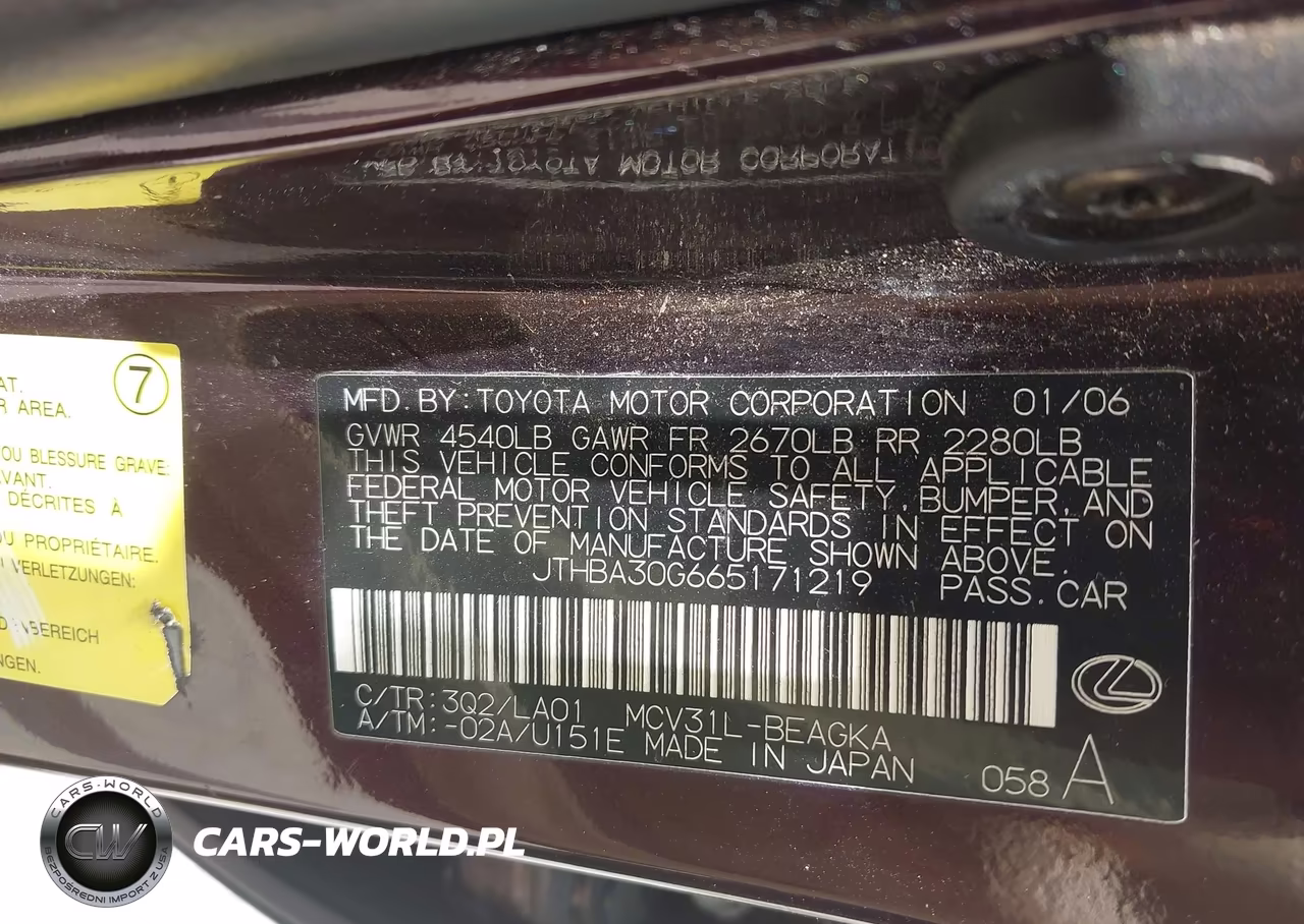 2006 Lexus Es 330 VIN:JTHBA30G665171219 - 9
