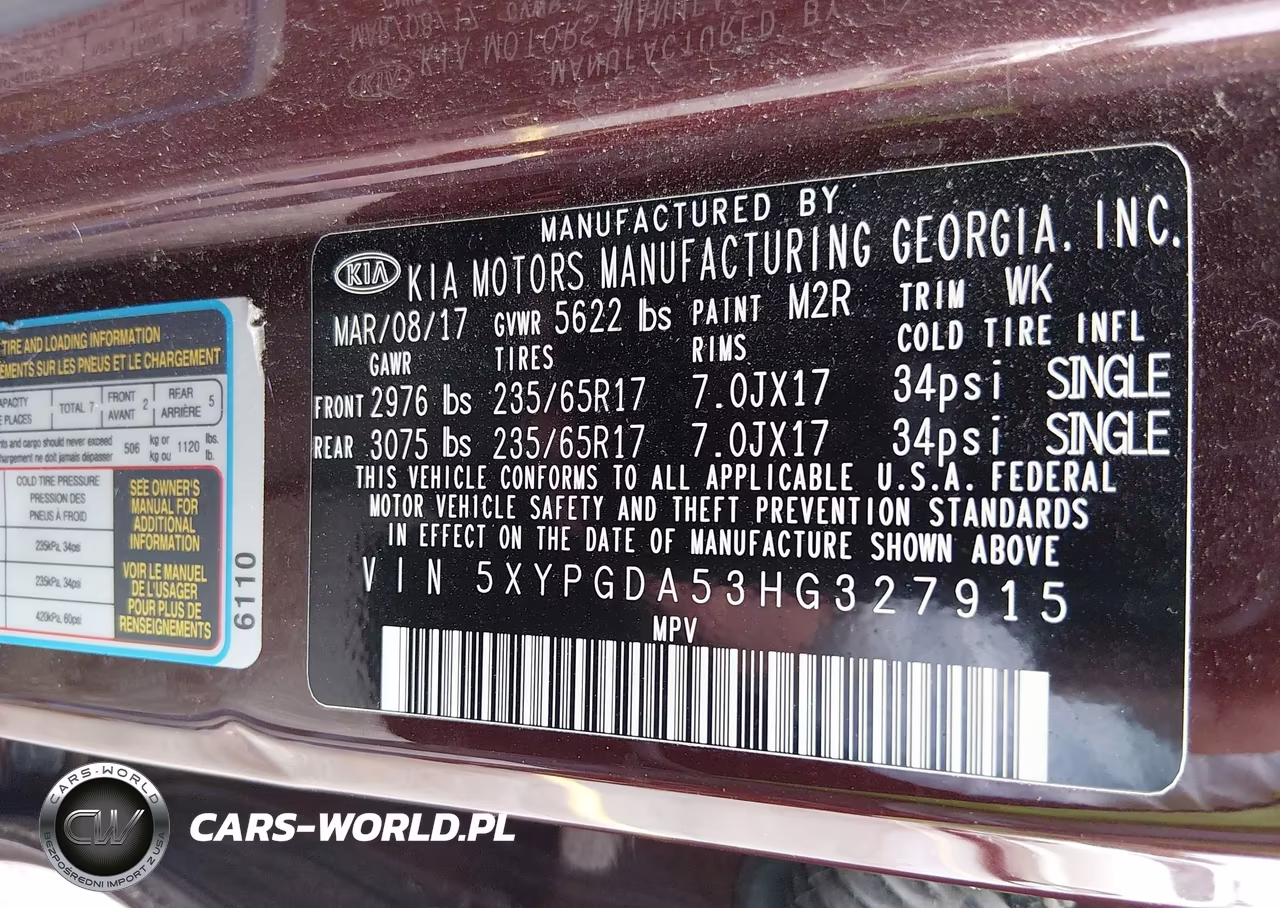 2017 Kia Sorento 3.3L Lx VIN:5XYPGDA53HG327915 - 9