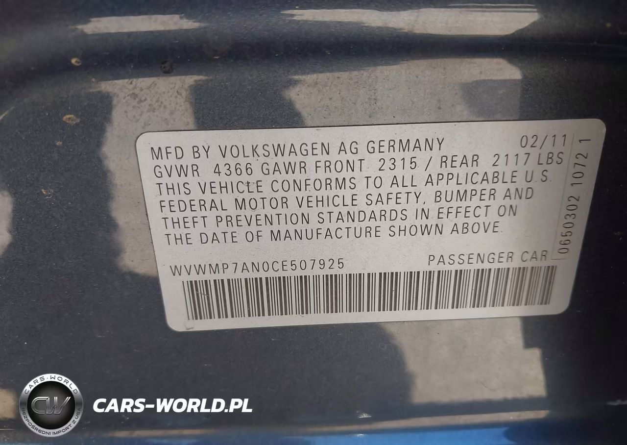 2012 Volkswagen Cc Sport VIN:WVWMP7AN0CE507925 - 9