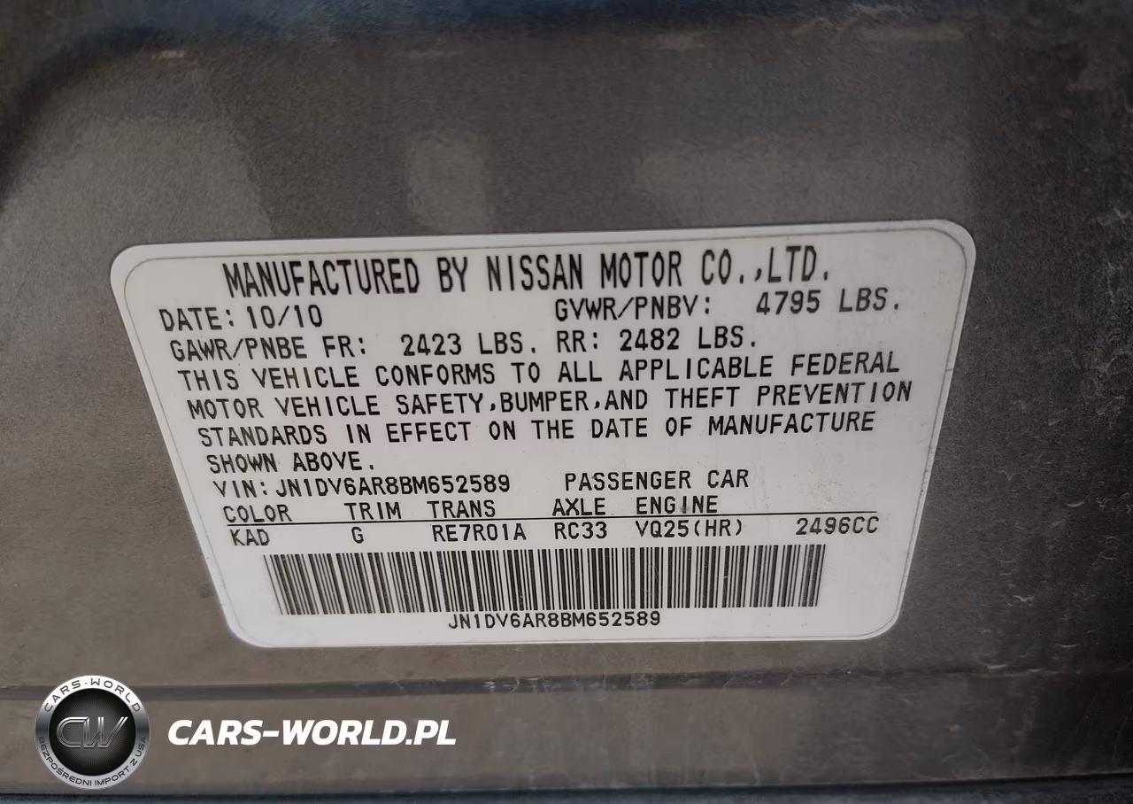 2011 Infiniti G25X VIN:JN1DV6AR8BM652589 - 9