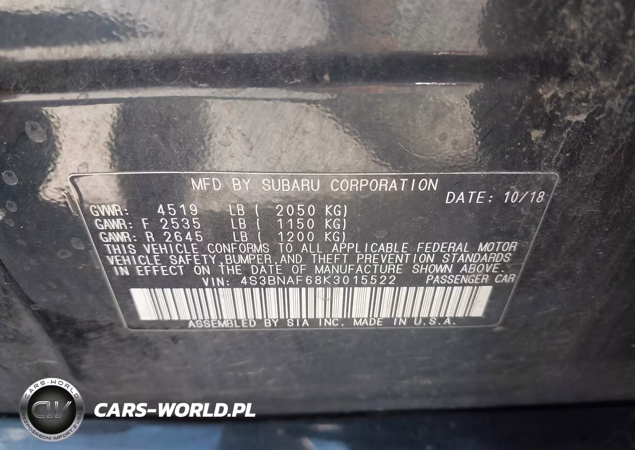 2019 Subaru Legacy 2.5I Premium VIN:4S3BNAF68K3015522 - 9