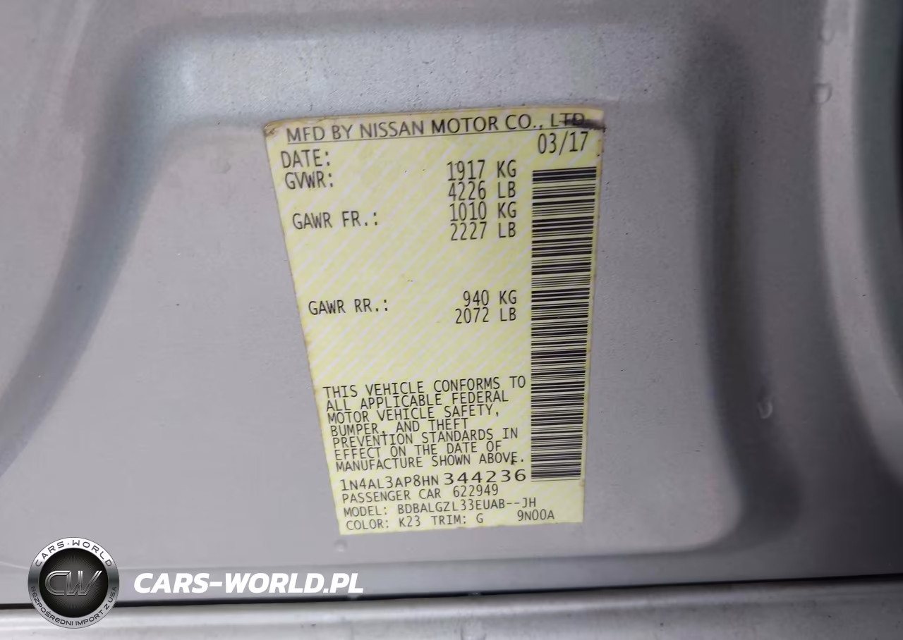 2017 Nissan Altima 2.5 S VIN:1N4AL3AP8HN344236 - 9