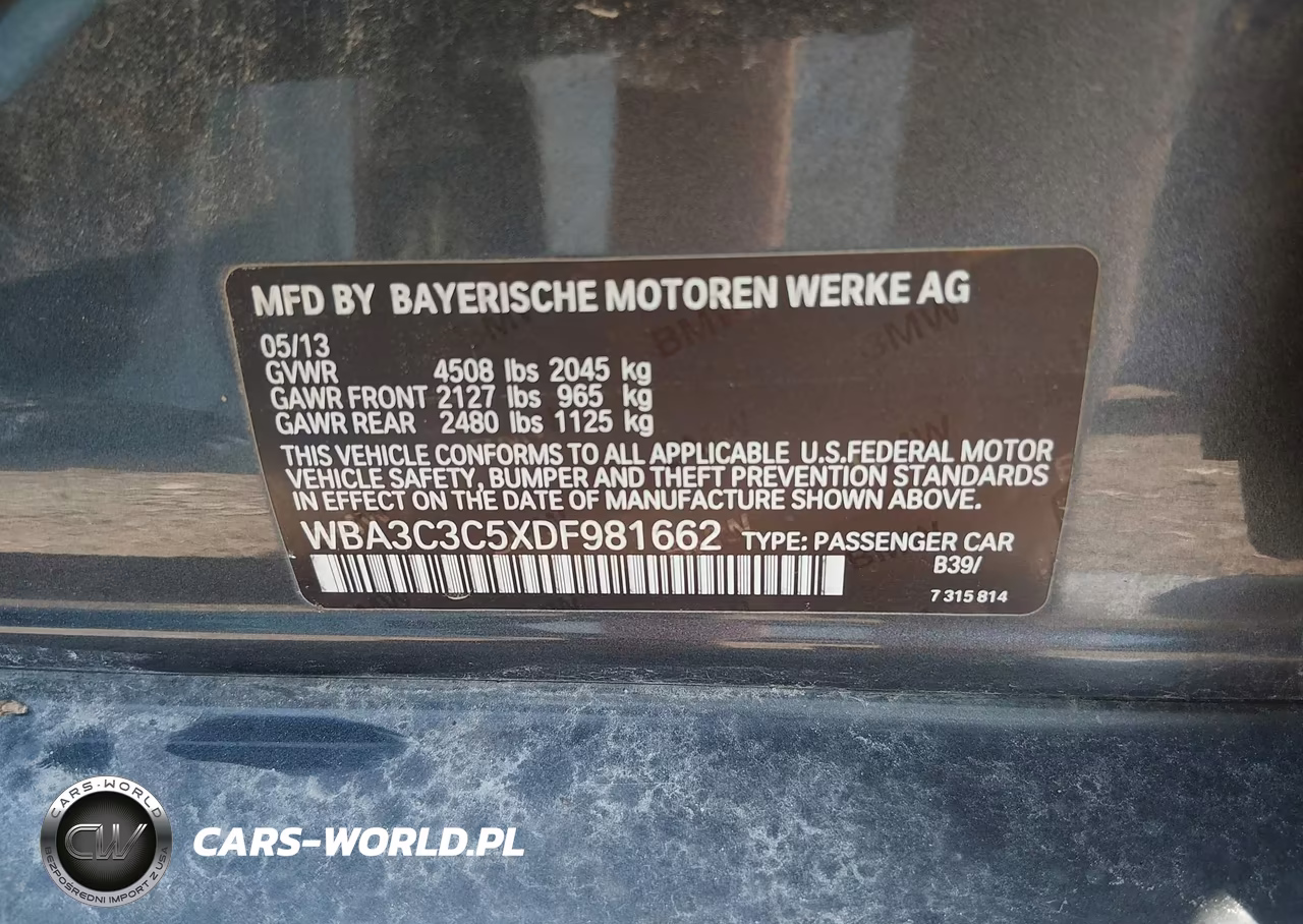 2013 BMW 320I xDrive VIN:WBA3C3C5XDF981662 - 9