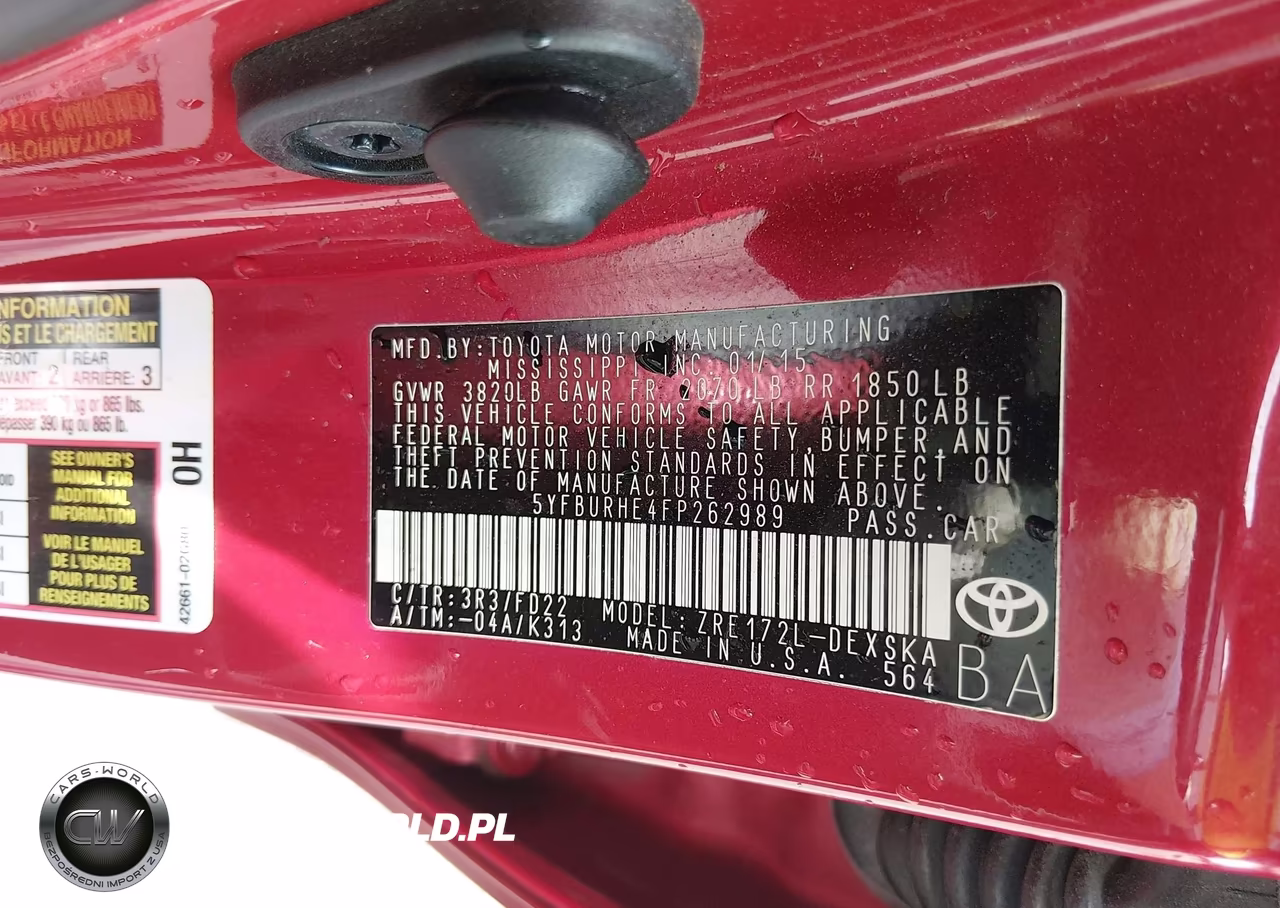 2015 Toyota Corolla S Plus VIN:5YFBURHE4FP262989 - 9