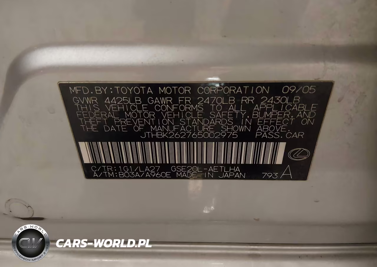 2006 Lexus Is 250 VIN:JTHBK262765002975 - 9