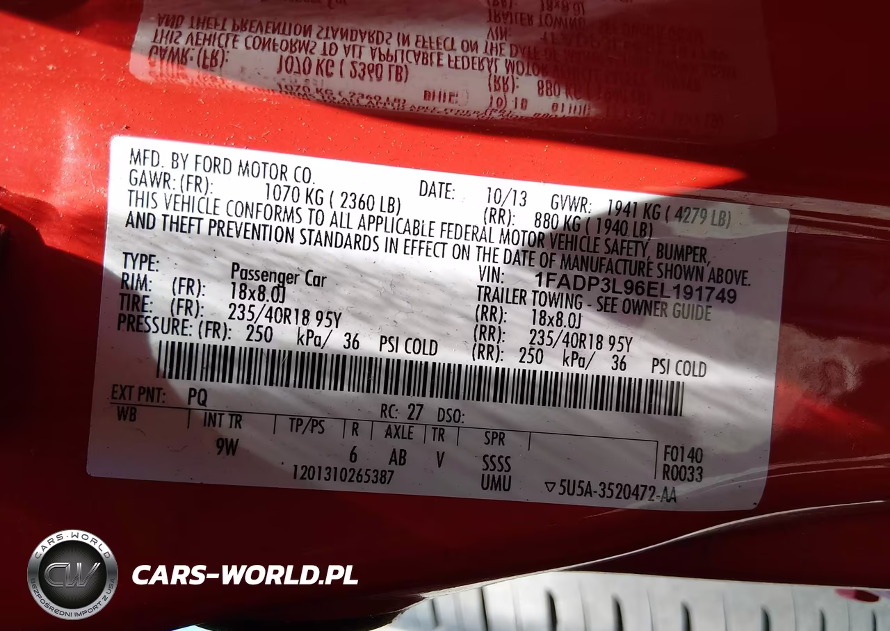 2014 Ford Focus St VIN:1FADP3L96EL191749 - 9