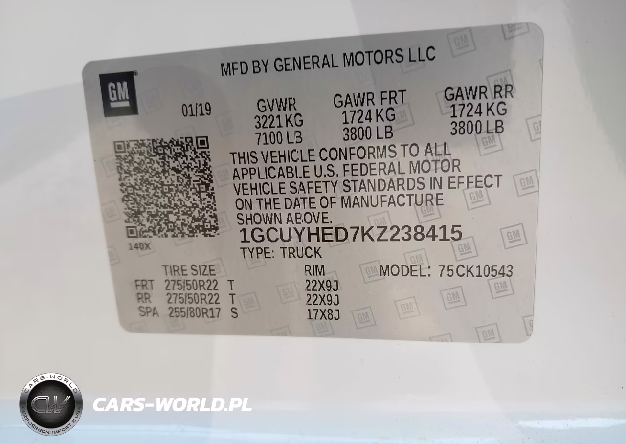 2019 Chevrolet Silverado 1500 High Country VIN:1GCUYHED7KZ238415 - 9
