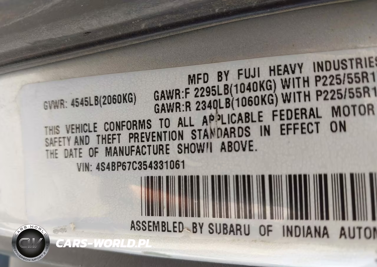 2005 Subaru Outback 2.5Xt Limited VIN:4S4BP67C354331061 - 9