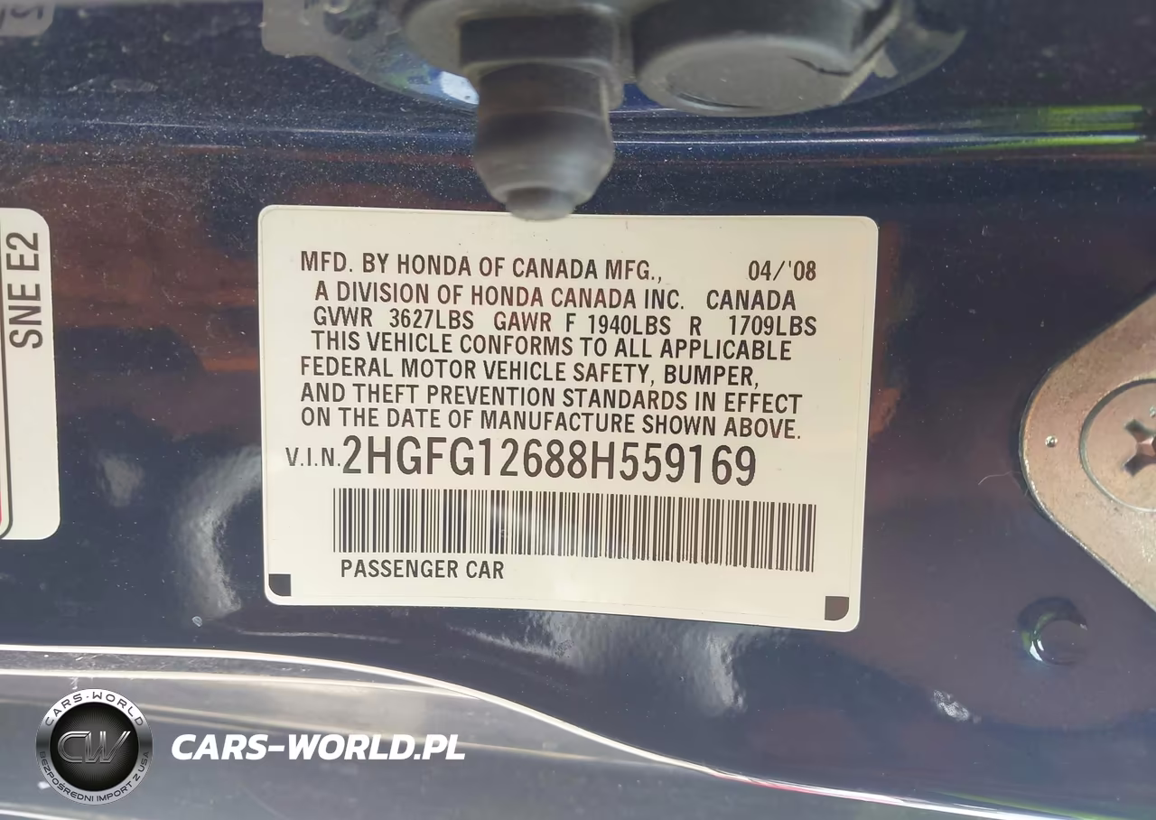 2008 Honda Civic Lx VIN:2HGFG12688H559169 - 9