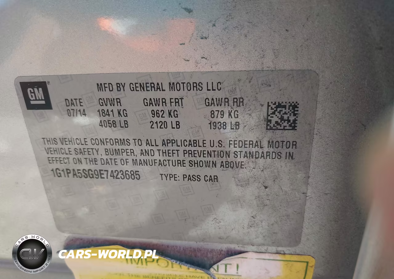 2014 Chevrolet Cruze Ls Auto VIN:1G1PA5SG9E7423685 - 9