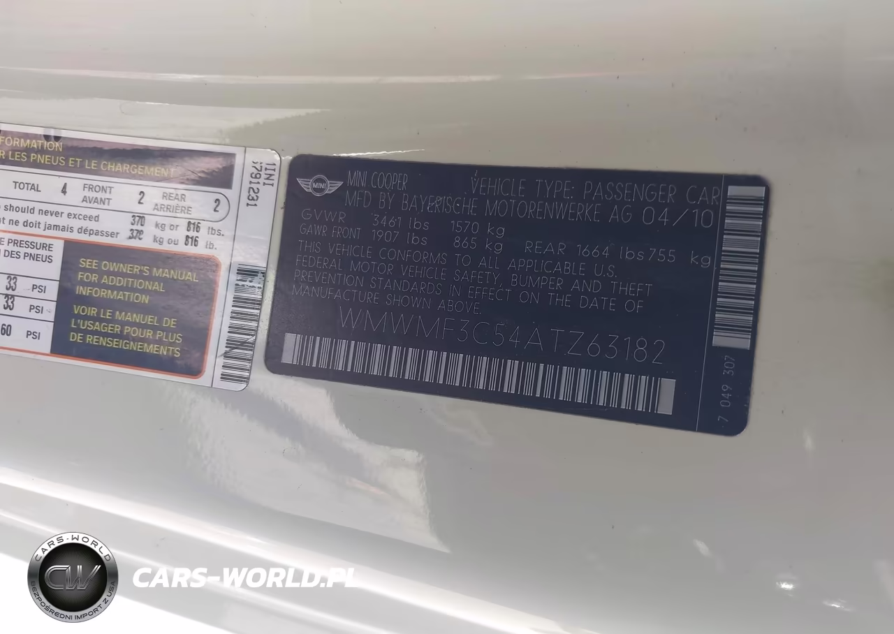 2010 Mini Cooper VIN:WMWMF3C54ATZ63182 - 9
