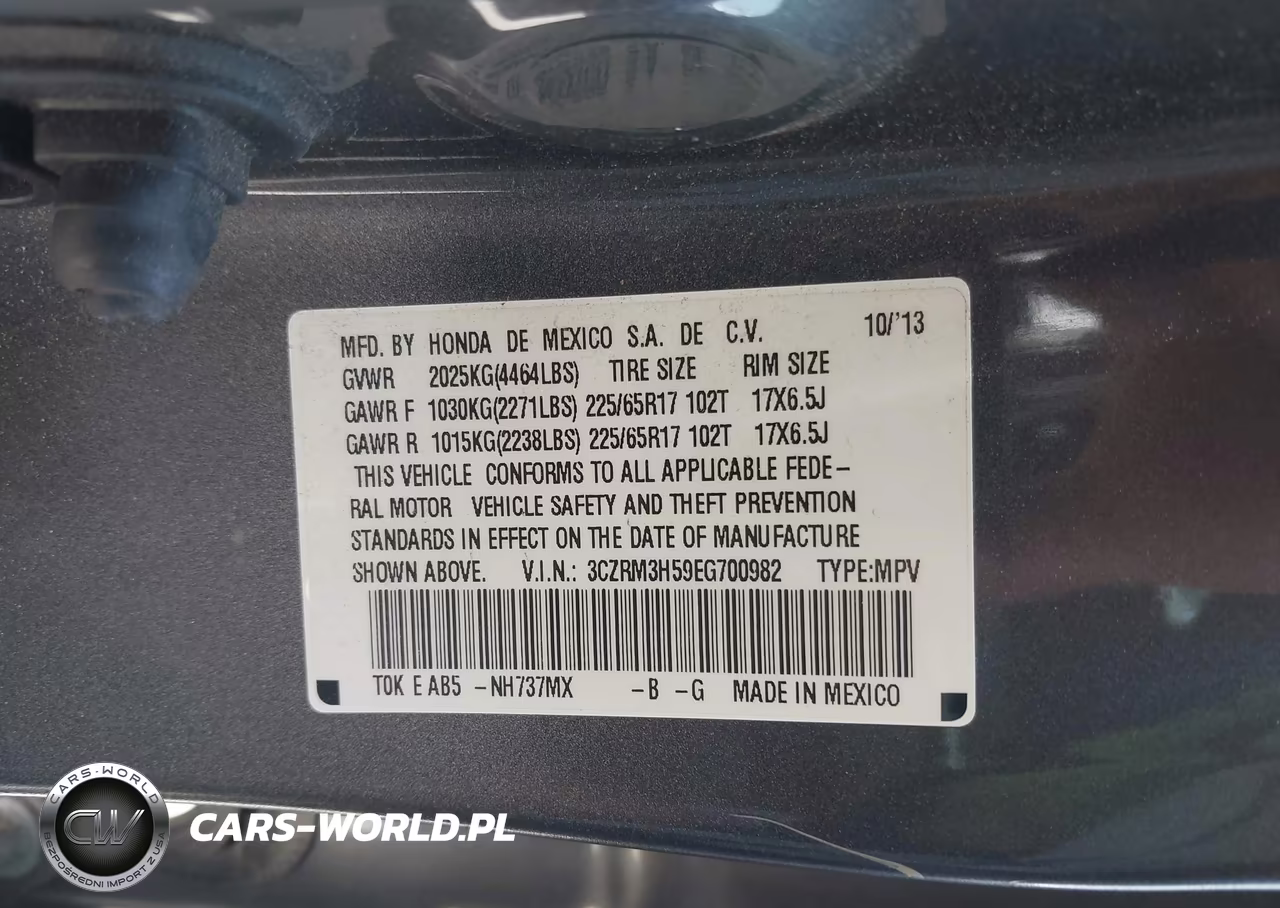2014 Honda Cr-V Ex VIN:3CZRM3H59EG700982 - 9