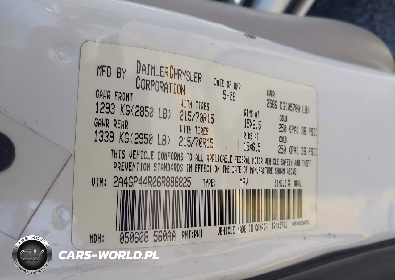2006 Chrysler Town & Country Lx VIN:2A4GP44R06R886825 - 9