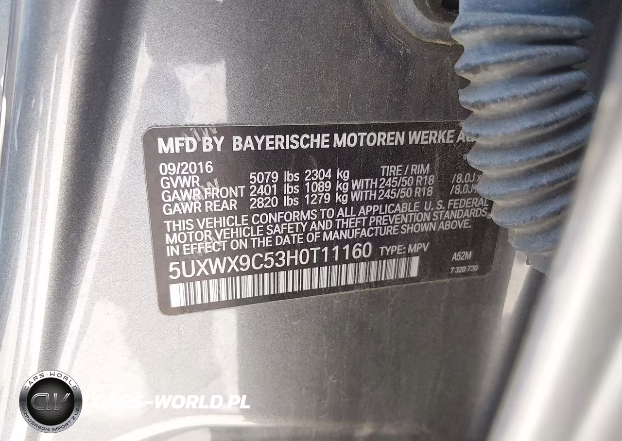 2017 BMW X3 xDrive28I VIN:5UXWX9C53H0T11160 - 9