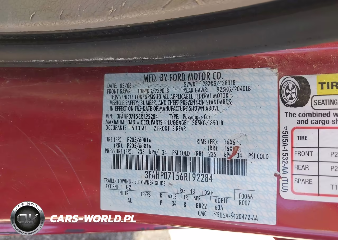 2006 Ford Fusion Se VIN:3FAHP07156R192284 - 9