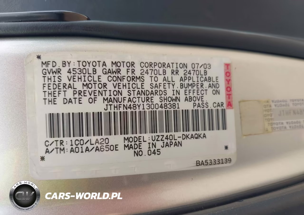 2003 Lexus Sc 430 VIN:JTHFN48Y130048381 - 9