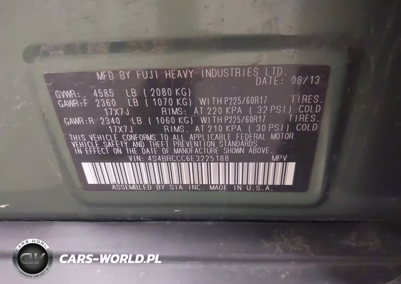 2014 Subaru Outback 2.5I Premium VIN:4S4BRCCC6E3225188 - 9