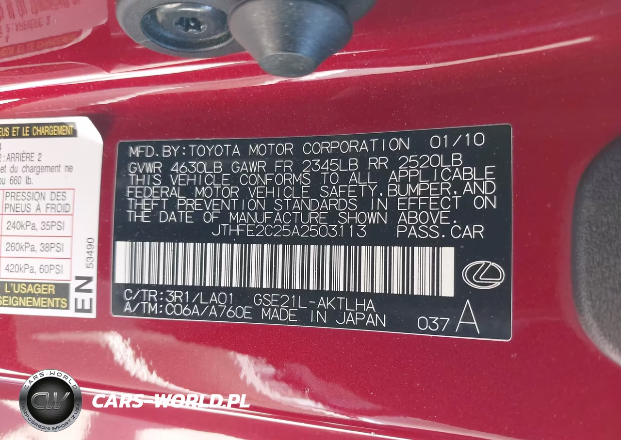 2010 Lexus Is 350C VIN:JTHFE2C25A2503113 - 9