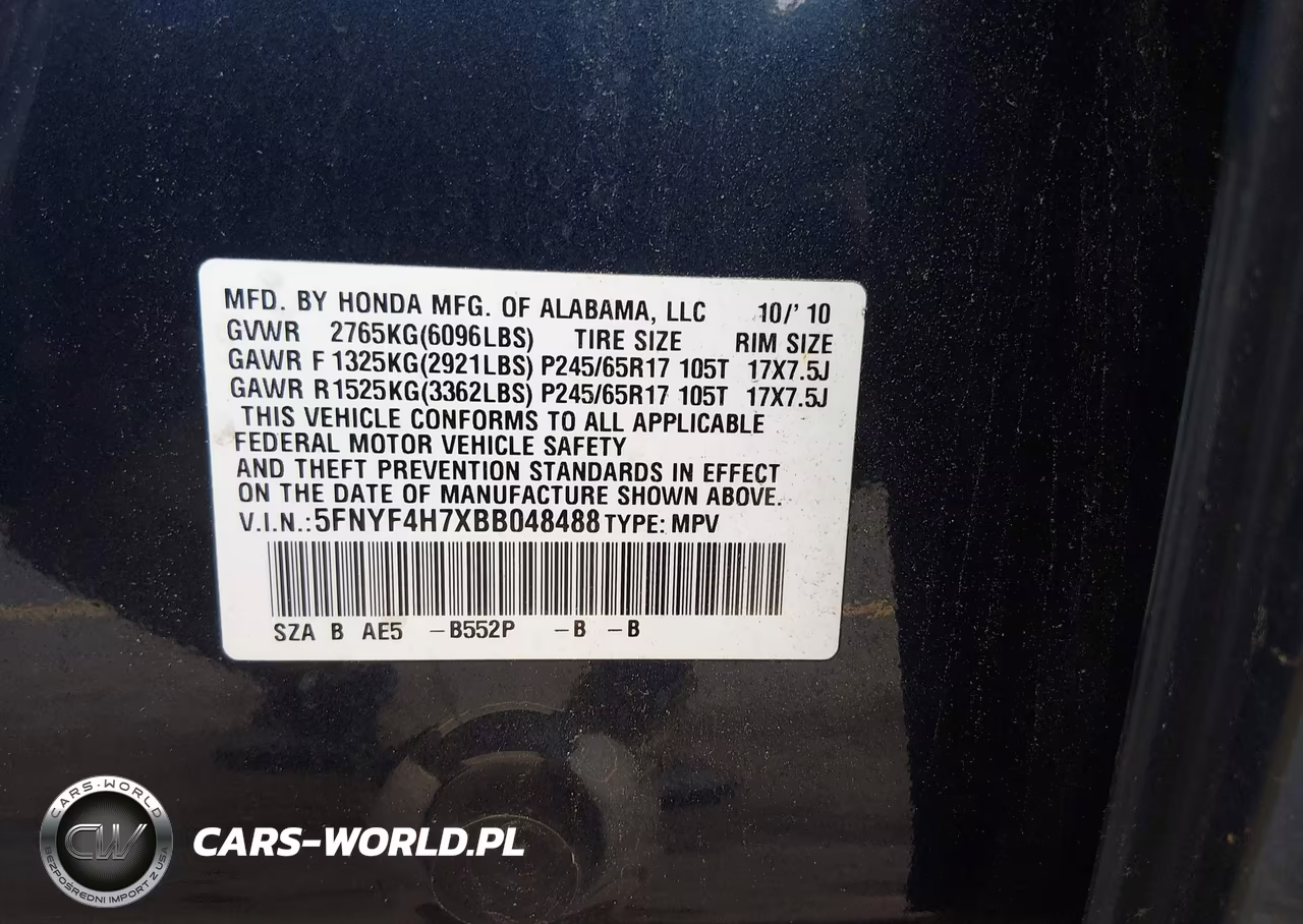 2011 Honda Pilot Ex-L VIN:5FNYF4H7XBB048488 - 9