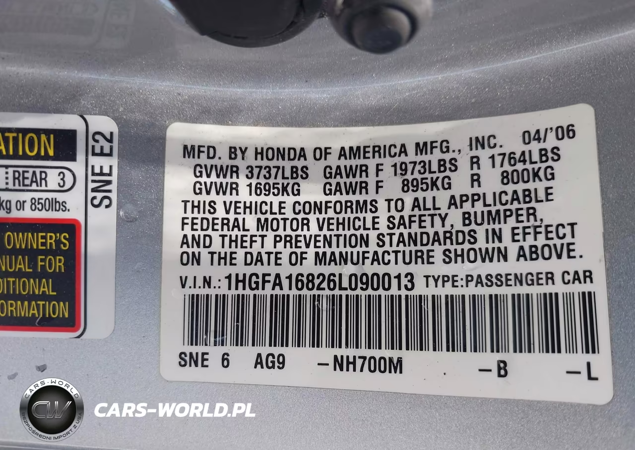 2006 Honda Civic Ex VIN:1HGFA16826L090013 - 9