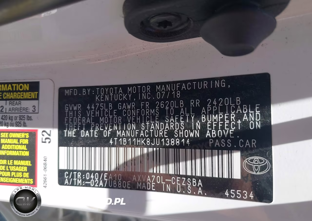 2018 Toyota Camry Se VIN:4T1B11HK8JU138814 - 9