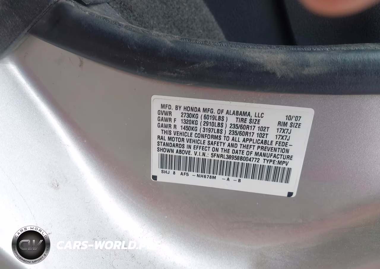 2008 Honda Odyssey Touring VIN:5FNRL38958B004772 - 9