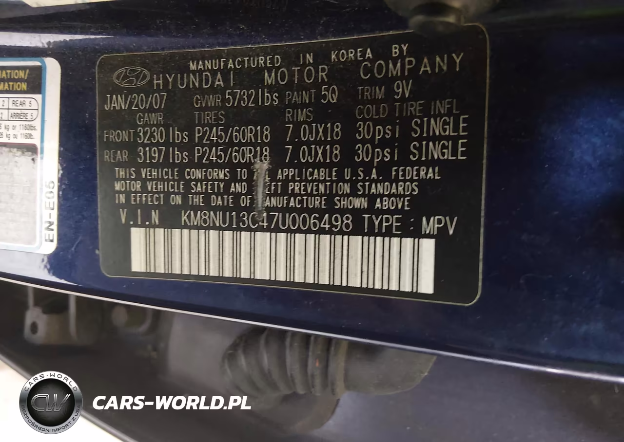 2007 Hyundai Veracruz Gls-Limited-Se VIN:KM8NU13C47U006498 - 9