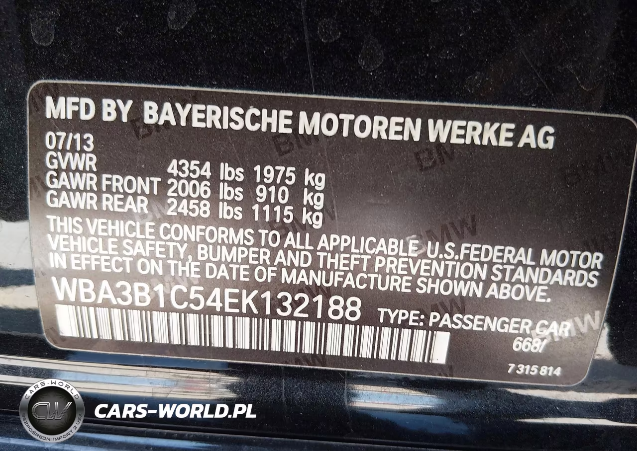 2014 BMW 320I VIN:WBA3B1C54EK132188 - 9
