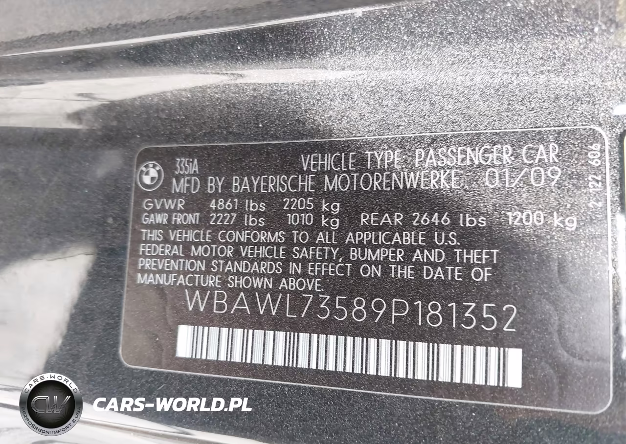 2009 BMW 335I VIN:WBAWL73589P181352 - 9
